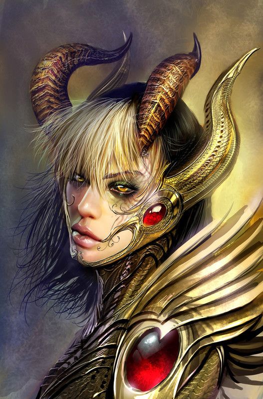 Femme Dragon Fantasy En Armure D'or