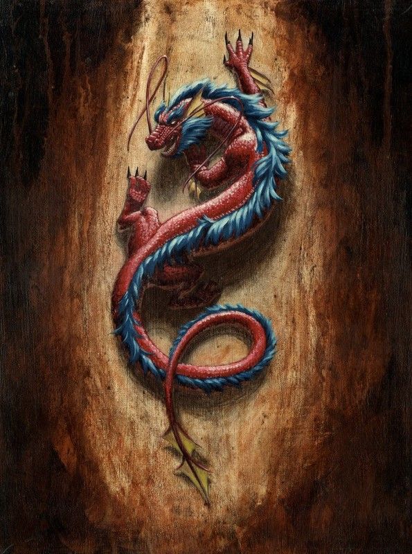 Dragon Oriental Rouge Bleu