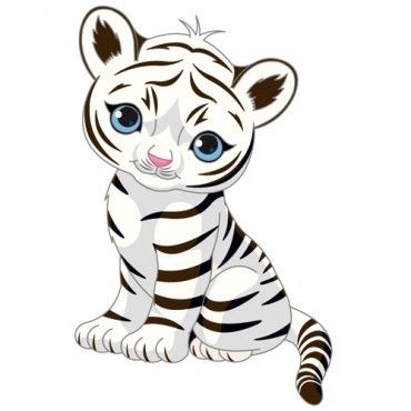 Adorable Bébé Tigre Blanc Manga Assis