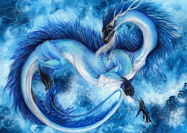 Dragon Oriental Bleu Blanc