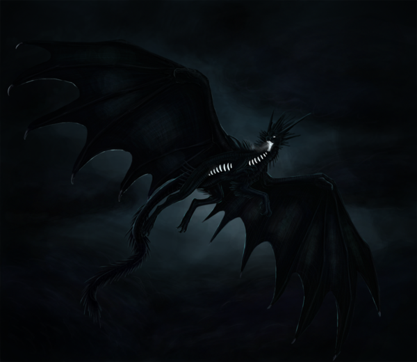 Dragon Noir Décor Ciel Sombre