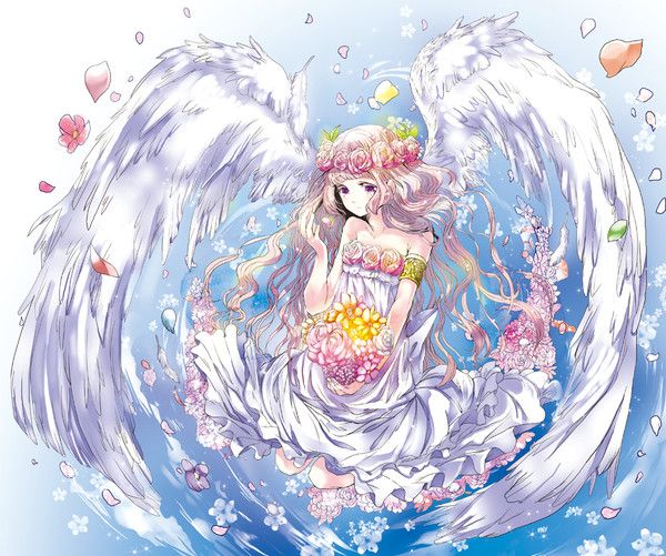 Ange Manga Blanche Dans 1 Tourbillon De Fleurs