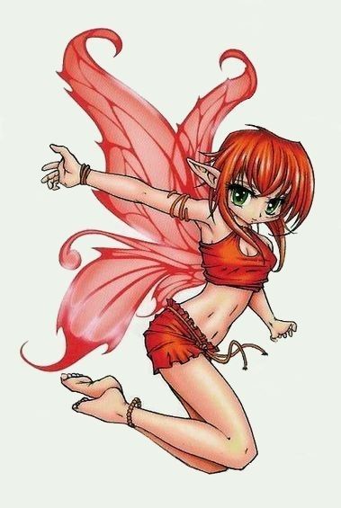 Fée Manga Papillon Rouge