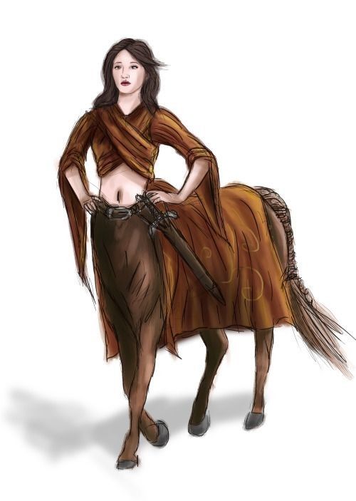 Centauresse Bai Habillée Avec Epée