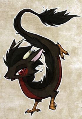 Dragon Oriental Chibi Noir Rouge