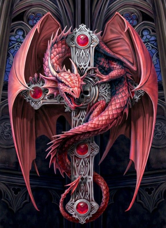 Dragon Rouge Talisman Grande Croix Sacrée