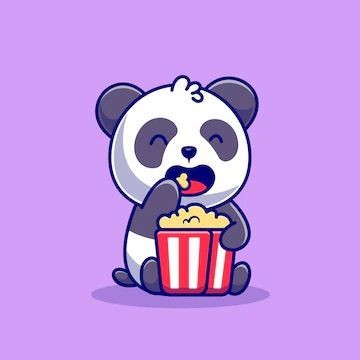 Panda Mangeant du Pop Corn