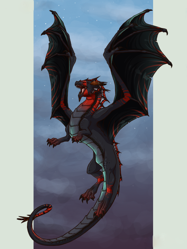 Dragon Noir Gris Rouge
