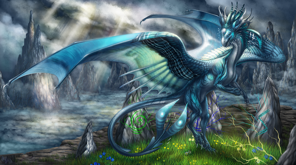 Dragon Bleu Qui Appelle Les Tempêtes