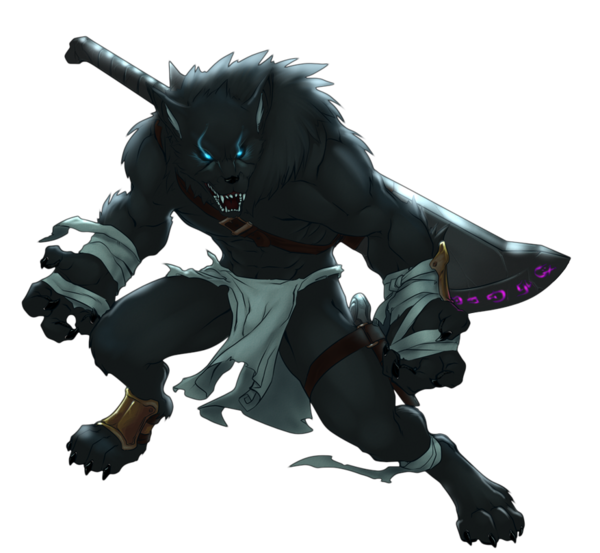 Loup Garou Manga Noir Guerrier Aux Yeux Bleus