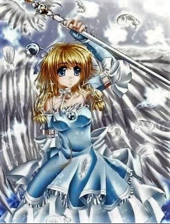 Ange Manga Blonde Tenue Bleu Azur