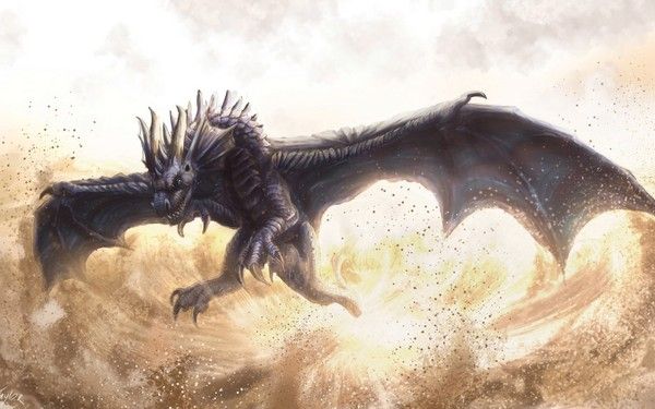 Dragon Noir Provoquant 1 Tempête De Sable