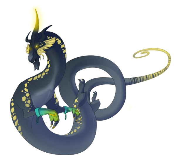 Dragon Oriental Noir Jaune à 3 Cornes Manga